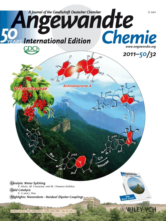 Cover for Angew. Chem. Int. Ed. 2011 50 32.
